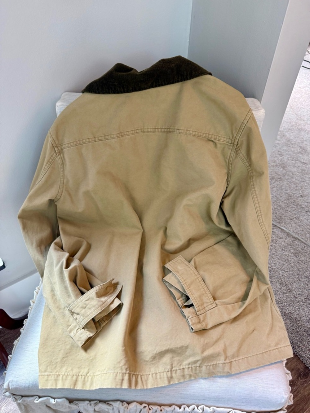 100% cotton Utility Jacket with Dark Corduroy Collar - Tan - Picture 3 of 5